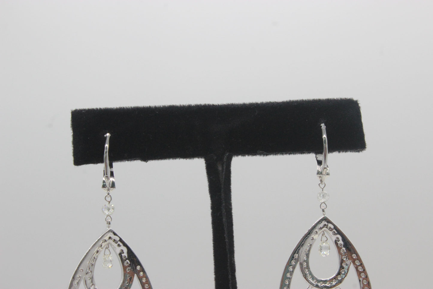 8.32 Carat Diamond Briolette Earrings, White Gold