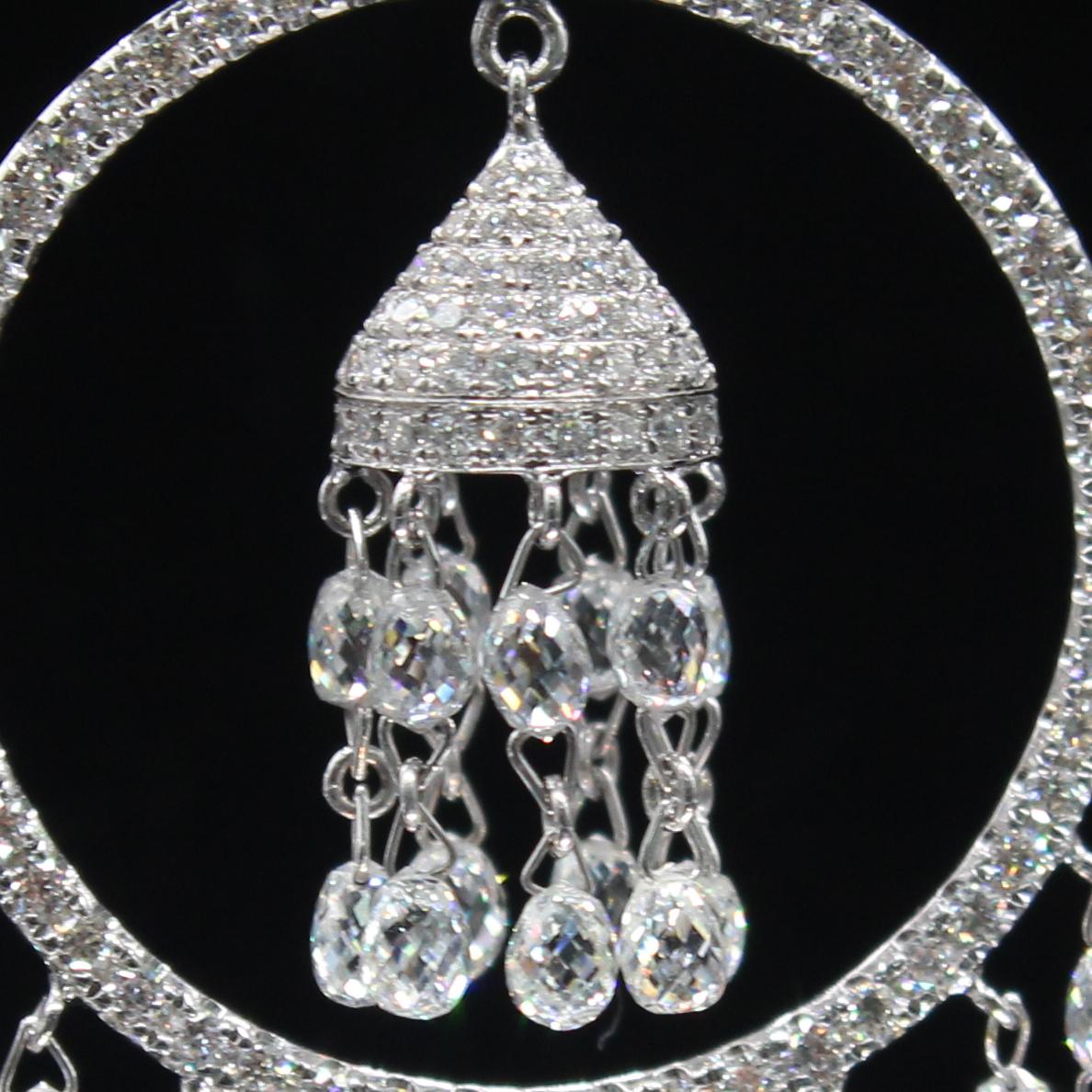 19.81 Carat Diamond Briolette Drop Earrings, White Gold