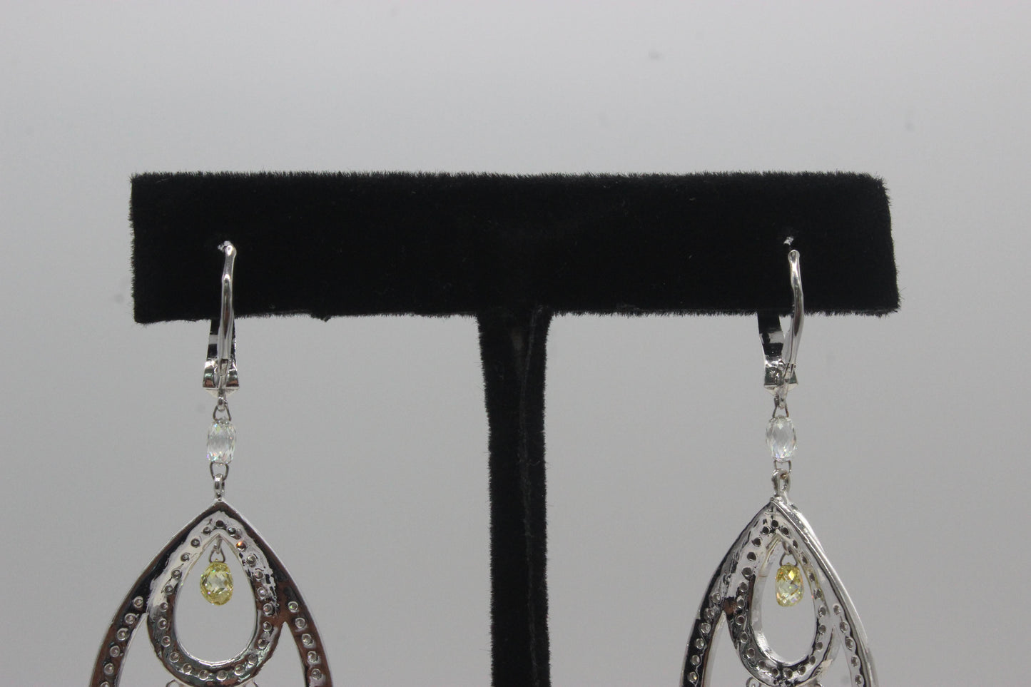 9.49 Carat Fancy Color Diamond Briolette Earrings, White Gold