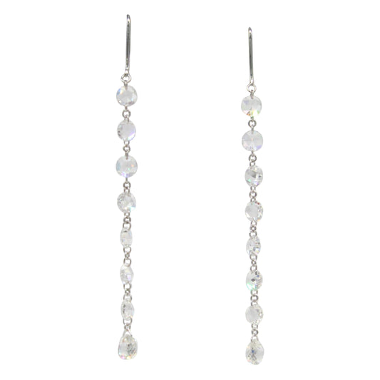 2.05 Carat Diamond Rosecut & Briolette Mono Earrings, White Gold