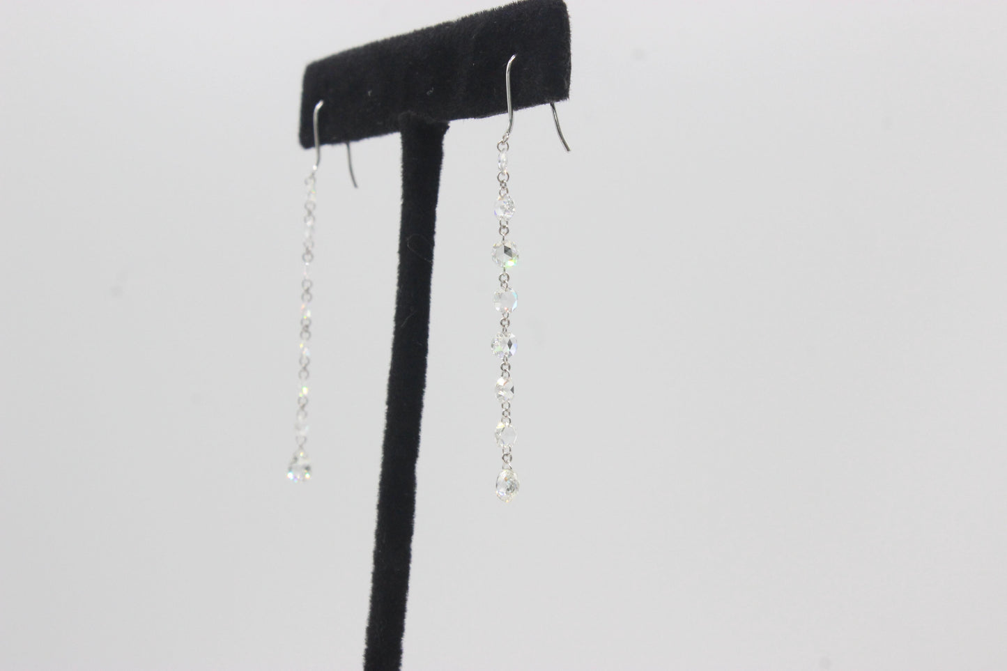2.05 Carat Diamond Rosecut & Briolette Mono Earrings, White Gold