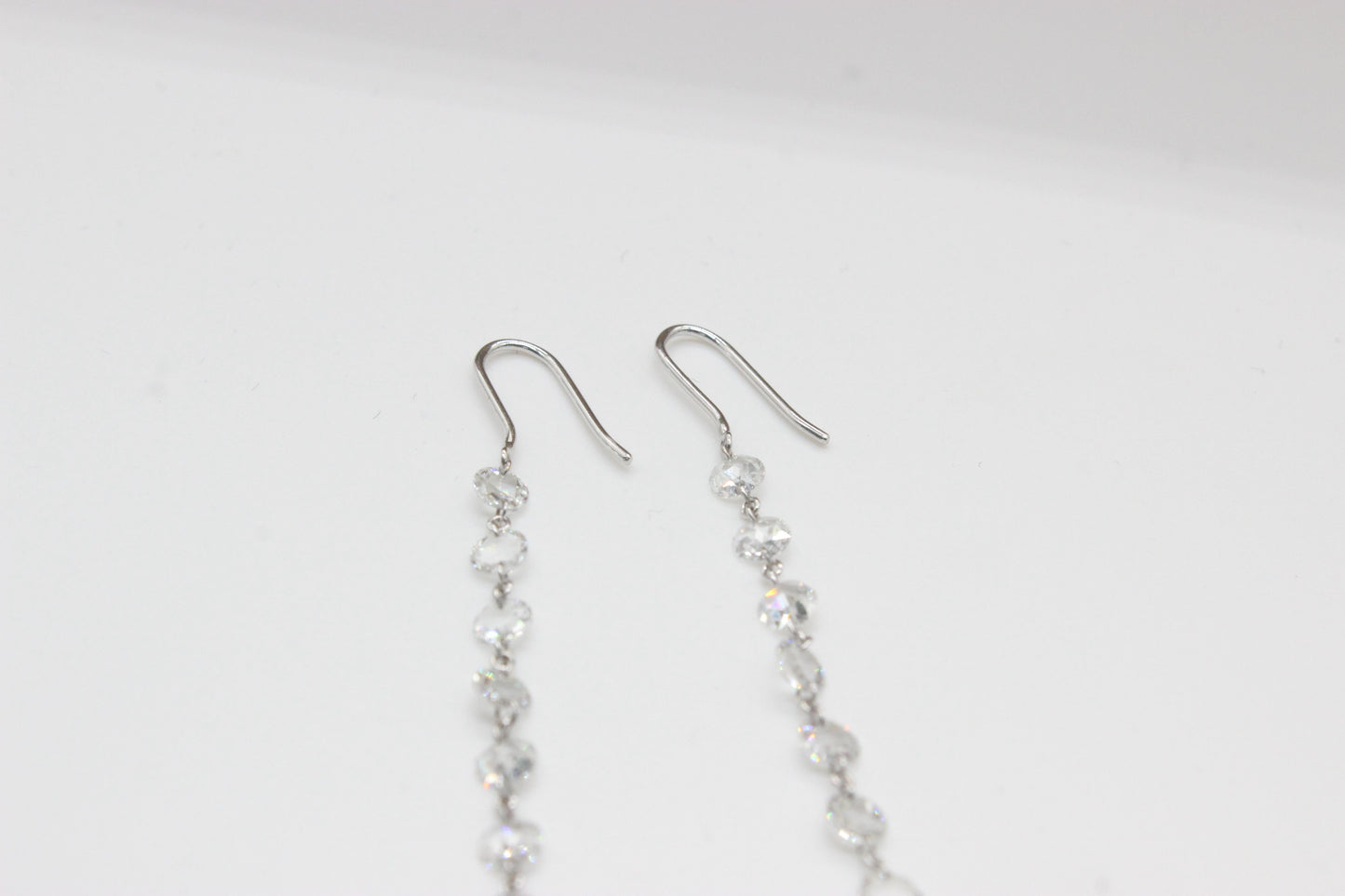 2.05 Carat Diamond Rosecut & Briolette Mono Earrings, White Gold