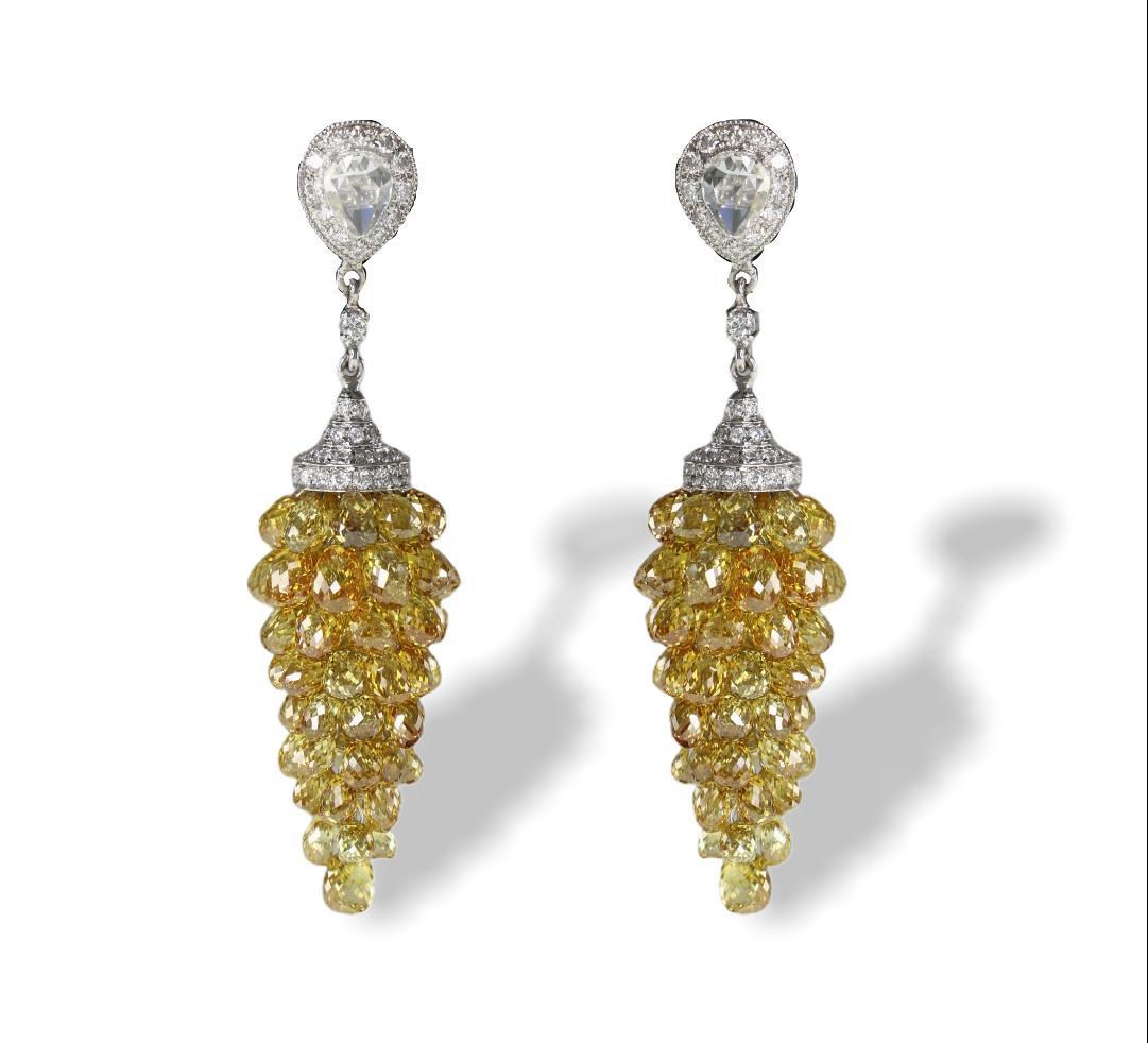 Fancy Color Diamond Briolette Drop Earrings – Panim Creations