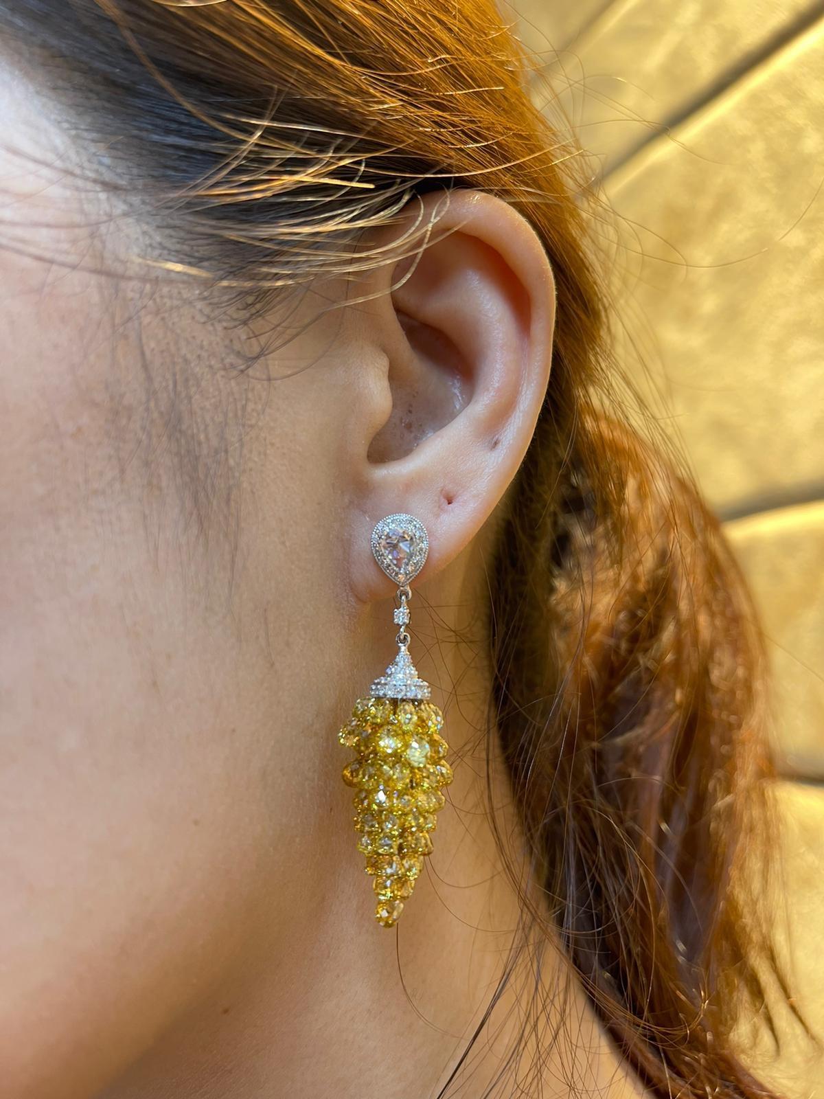 Fancy Color Diamond Briolette Grape Earrings