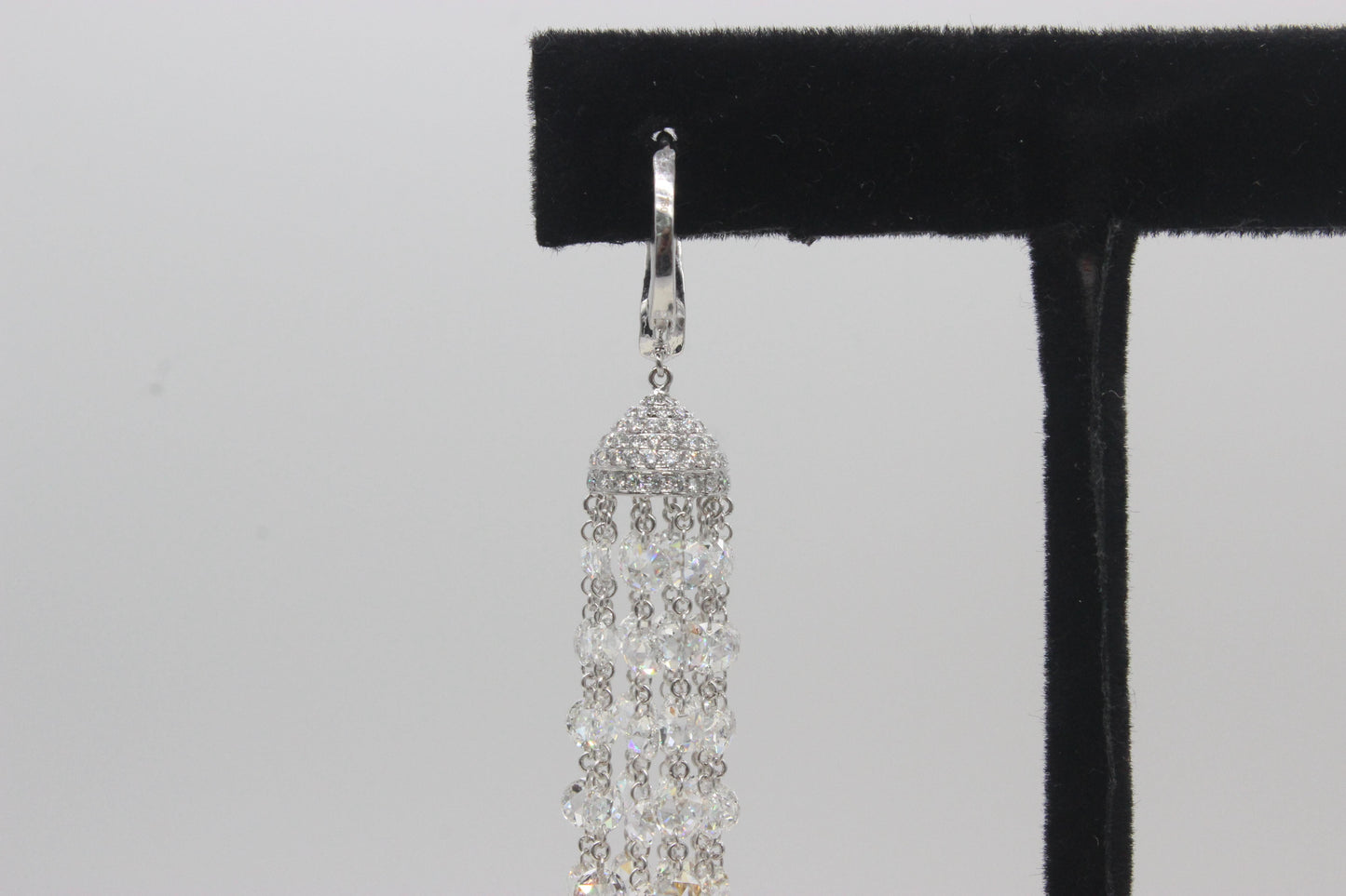 Diamond Rosecut & Fancy Color Briolette Tassel Earrings, White Gold
