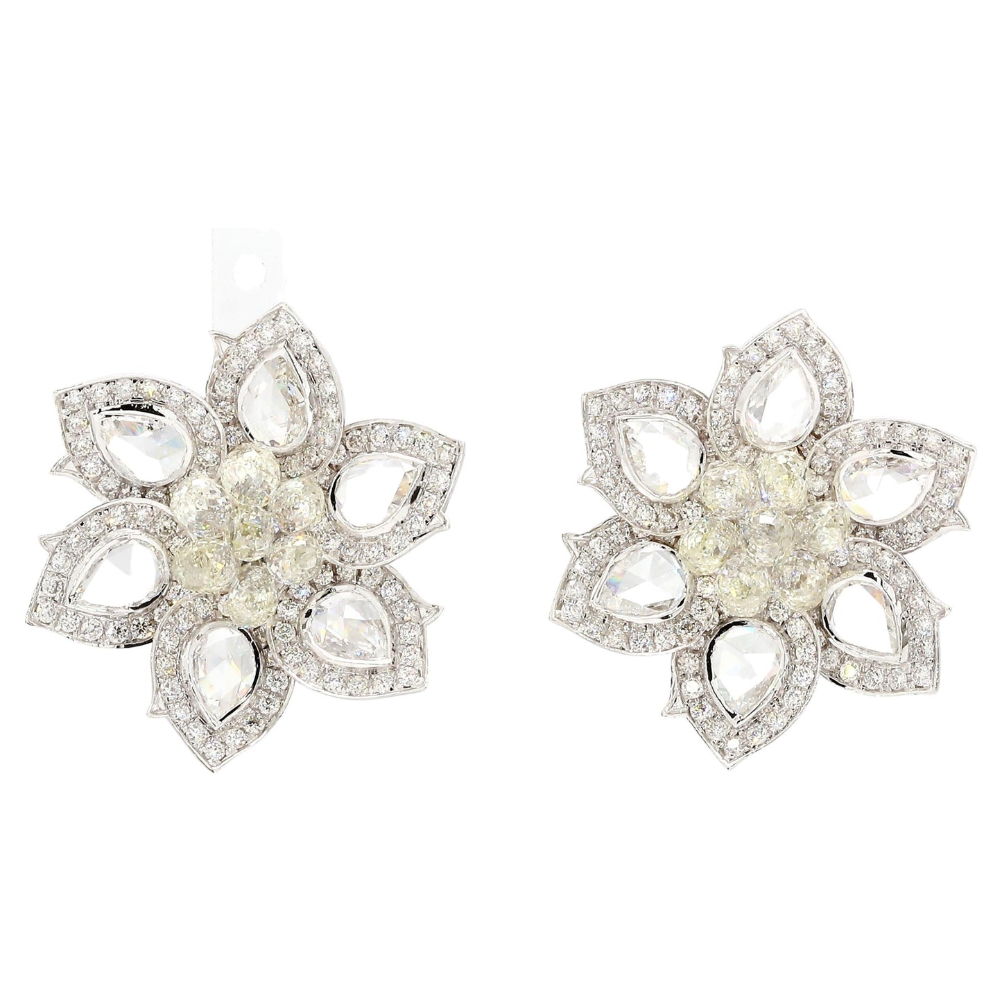 Diamond Briolette & Rosecut Floral Earrings