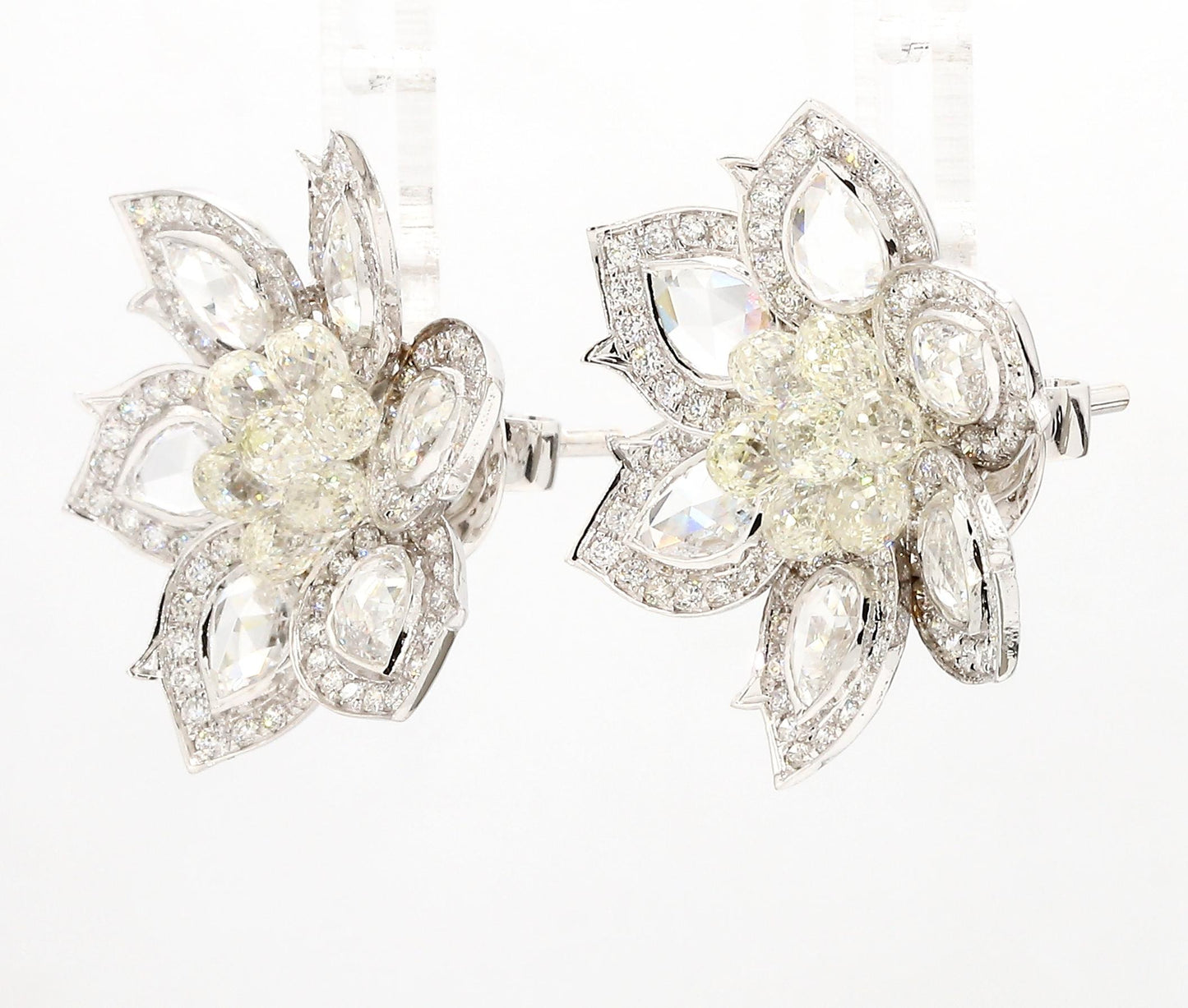 Diamond Briolette & Rosecut Floral Earrings