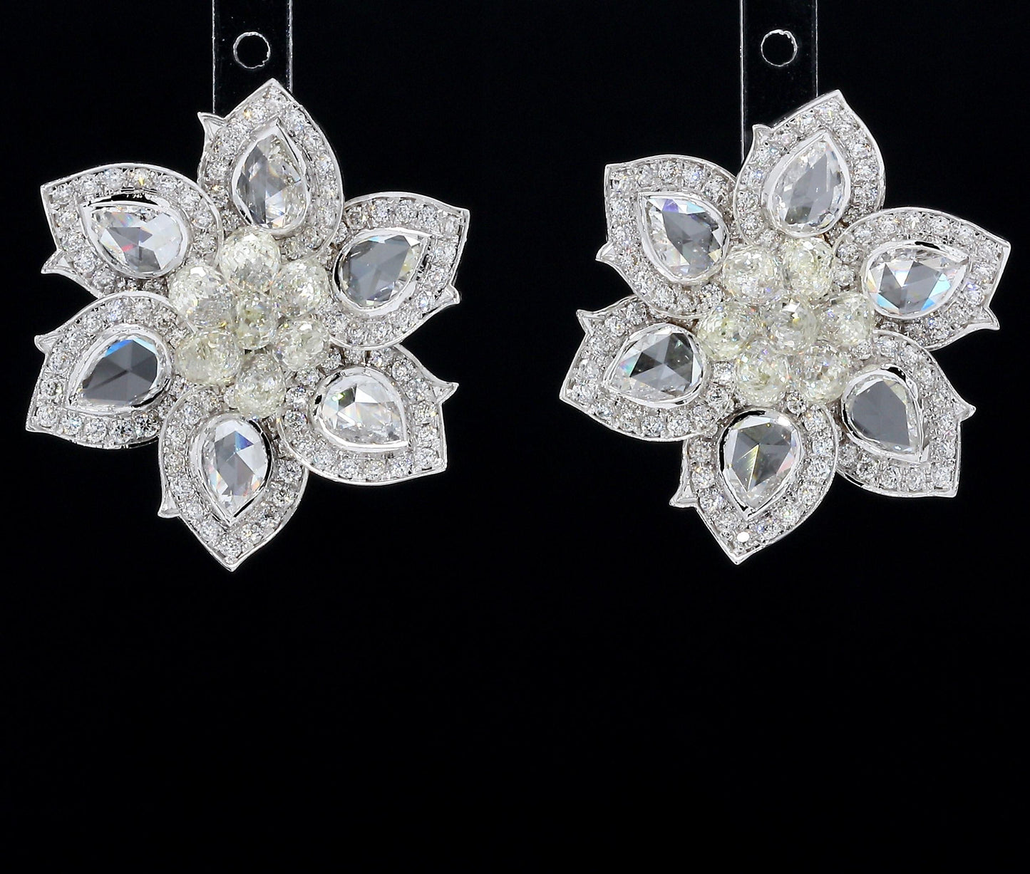 Diamond Briolette & Rosecut Floral Earrings