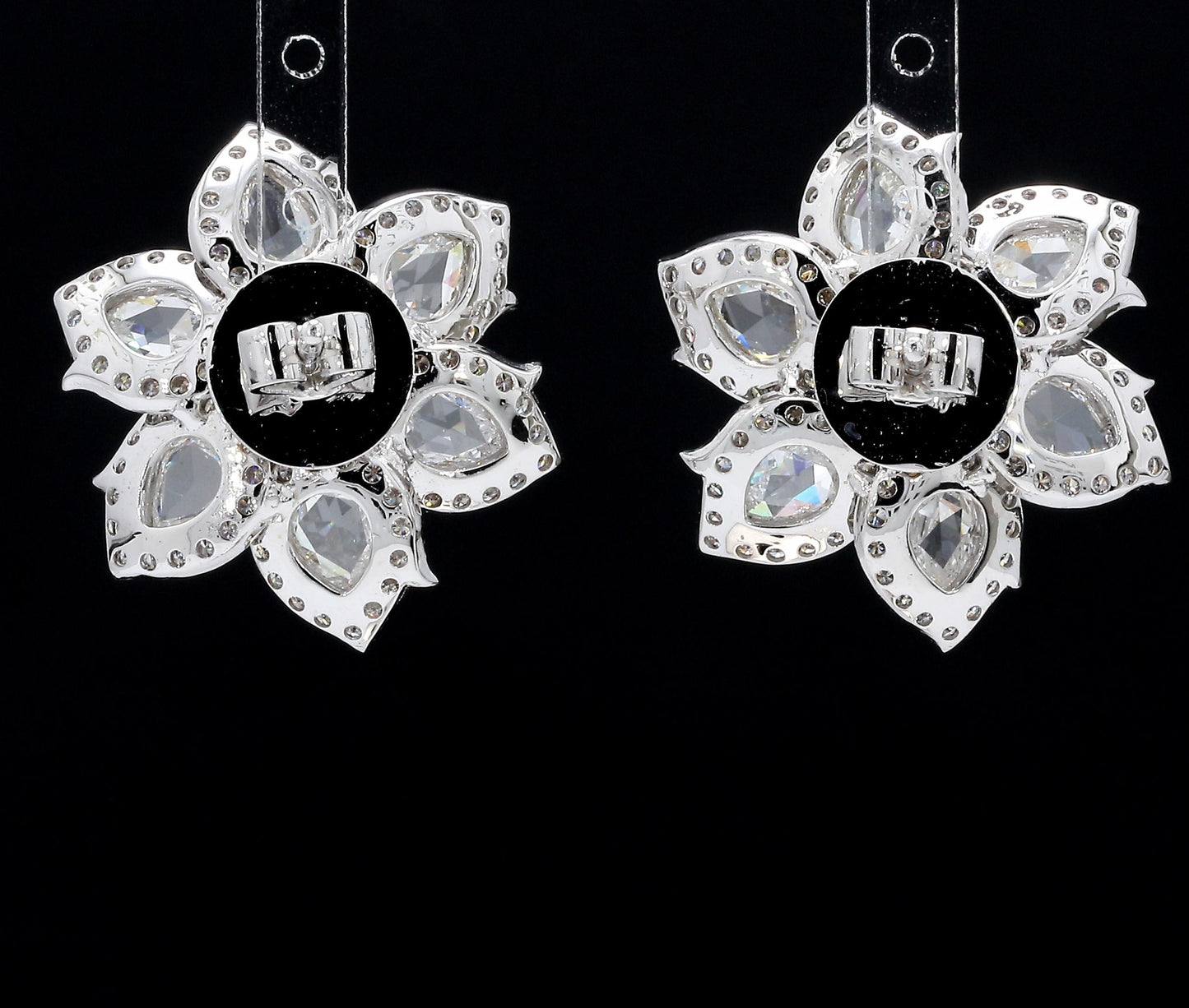 Diamond Briolette & Rosecut Floral Earrings