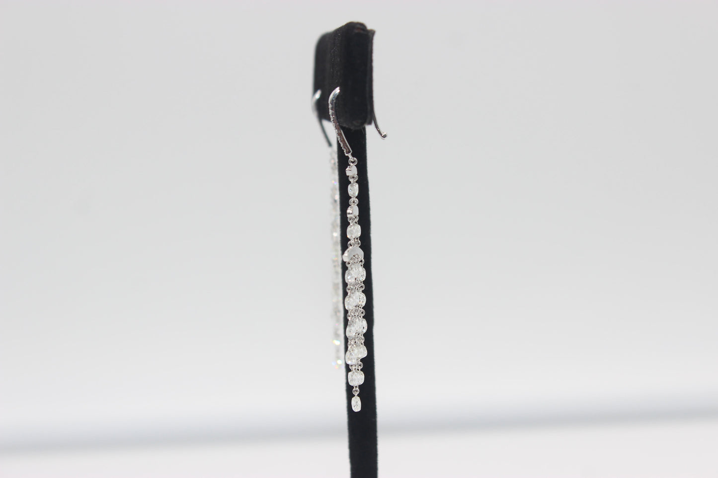7.08 Carat Diamond Briolette Gold Dangling Earrings,White Gold