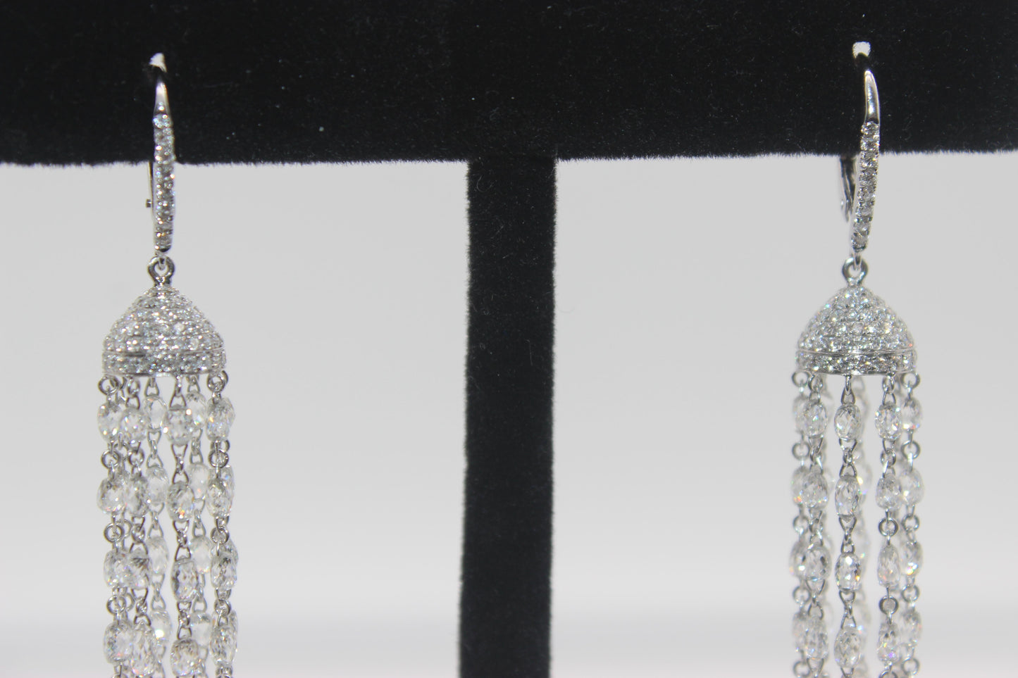 Diamond Briolette Tassel Earrings, White Gold