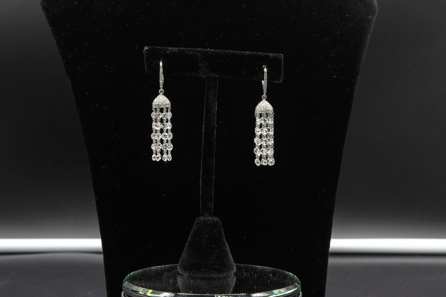8.63 Cts Classic Rosecut Tassel Earrings, White Gold