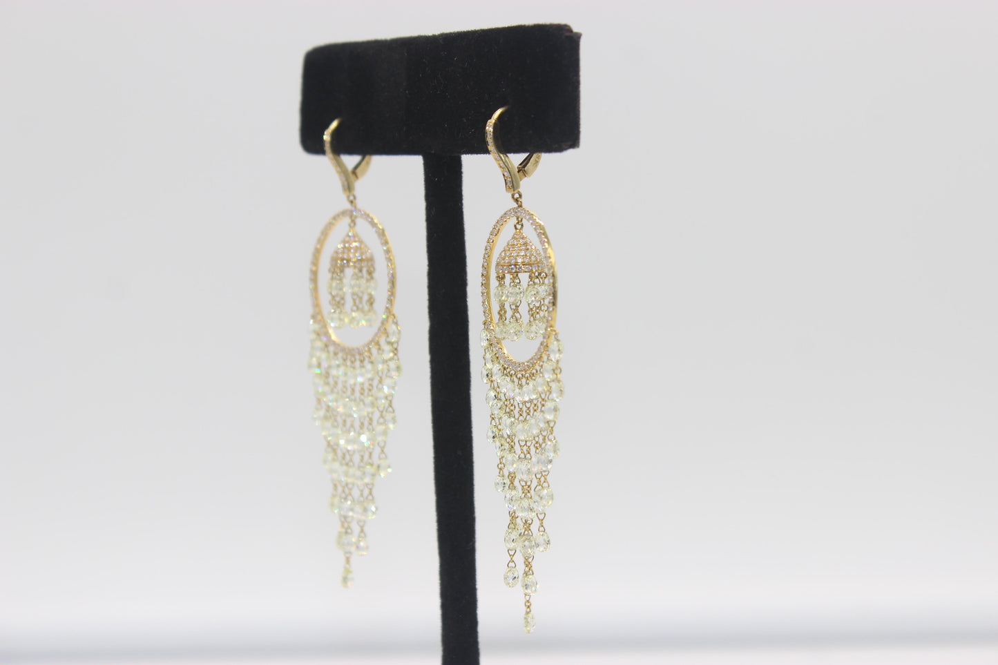22.41cts Diamond Briolette Earrings, Yellow Gold