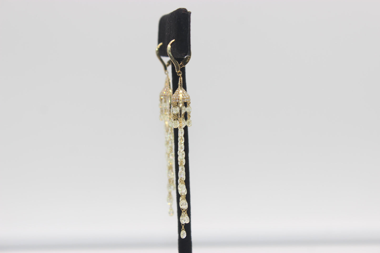 22.41cts Diamond Briolette Earrings, Yellow Gold