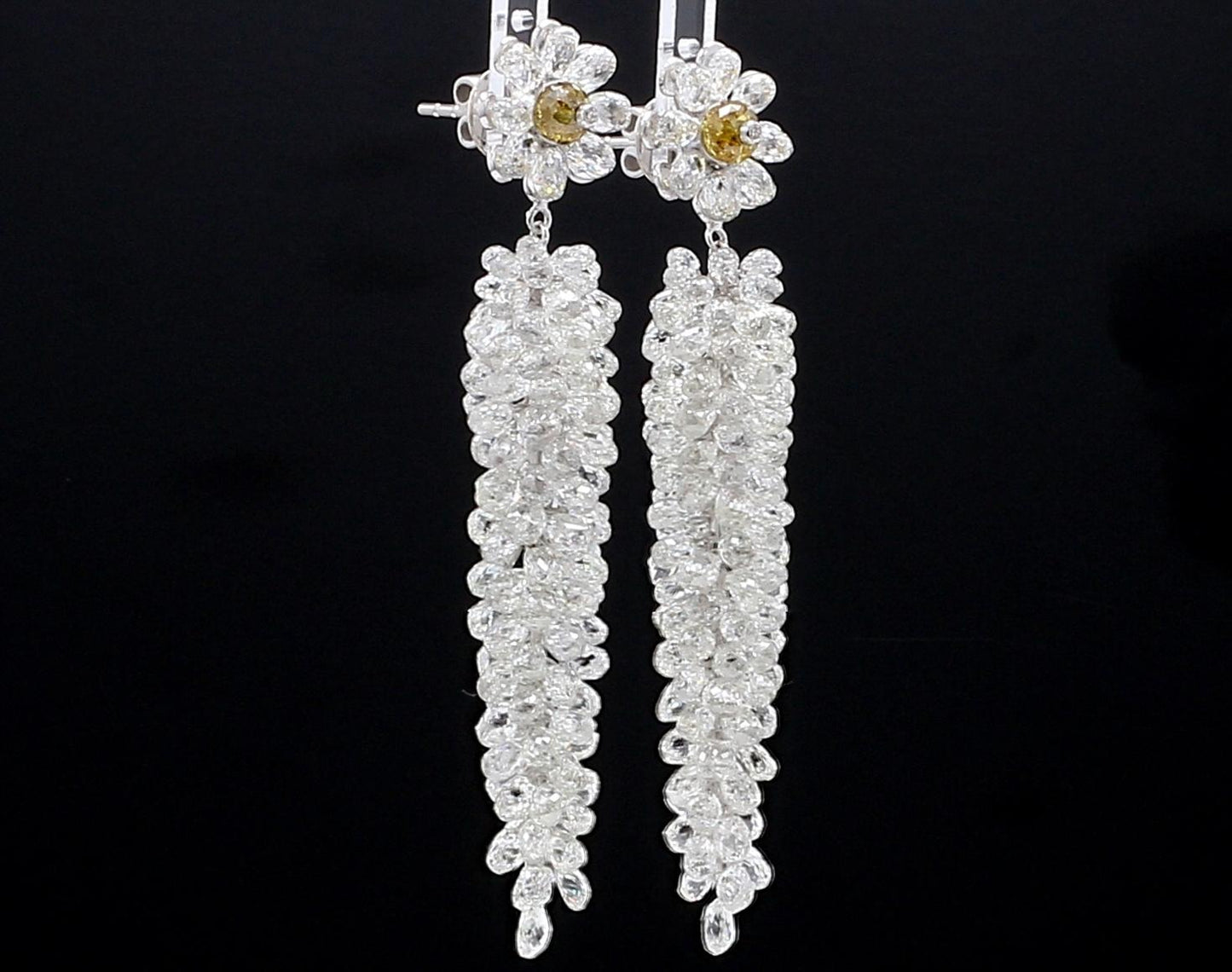 Diamond Briolette Cluster Earrings