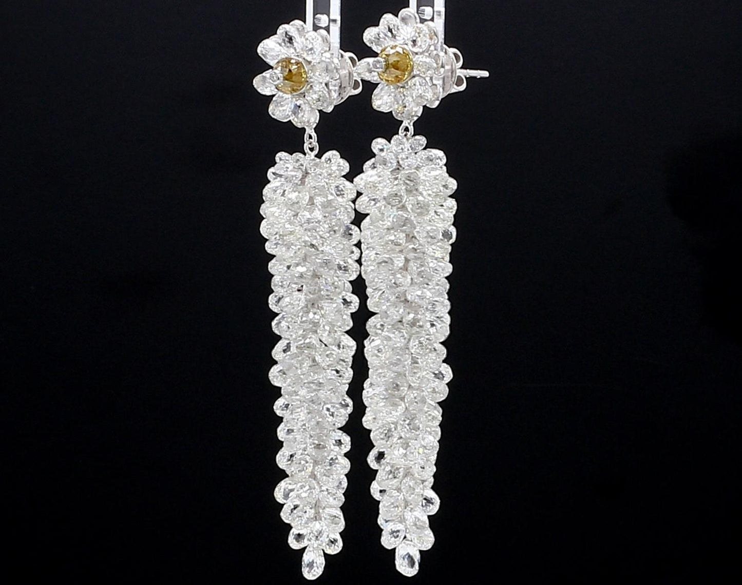 Diamond Briolette Cluster Earrings
