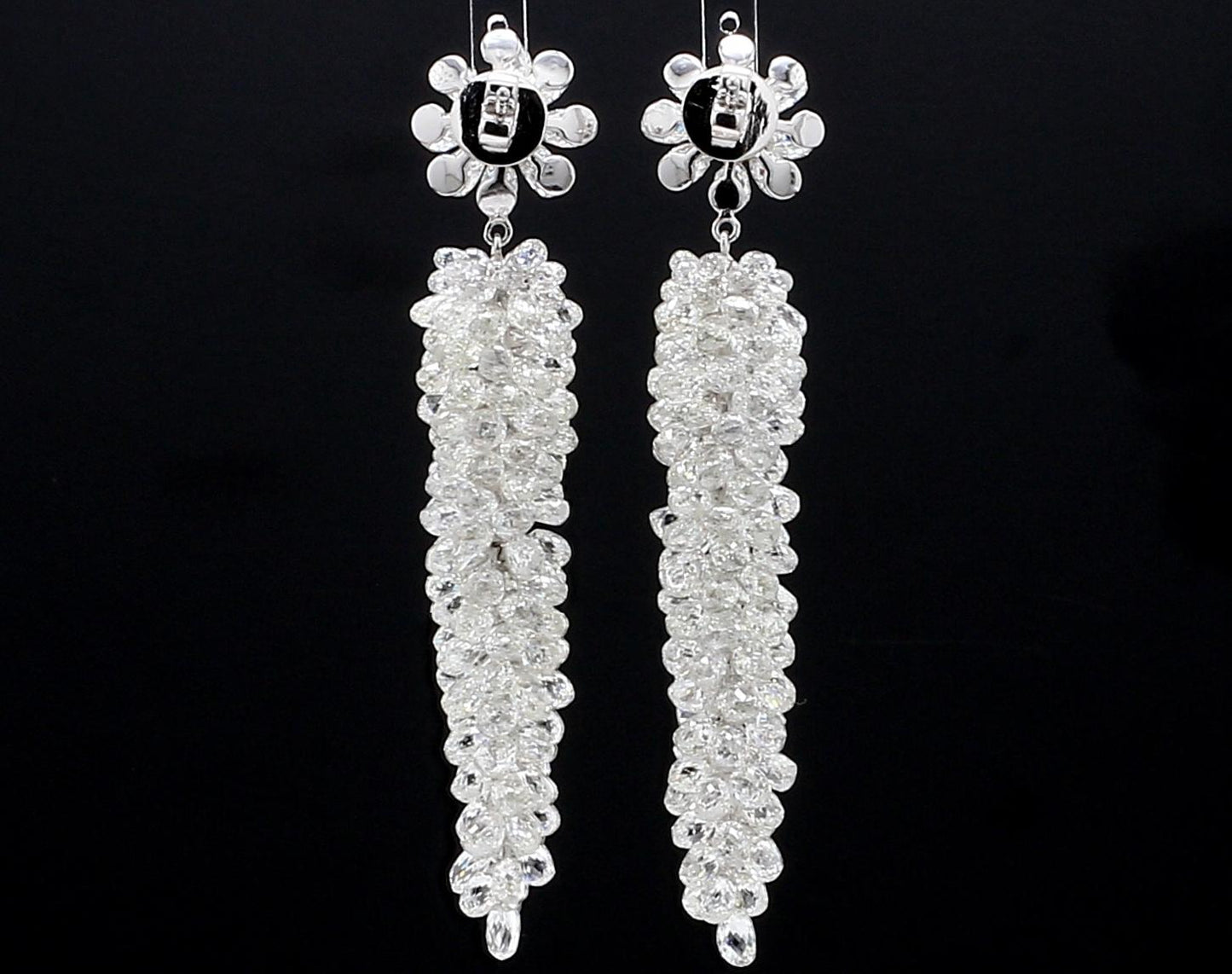 Diamond Briolette Cluster Earrings