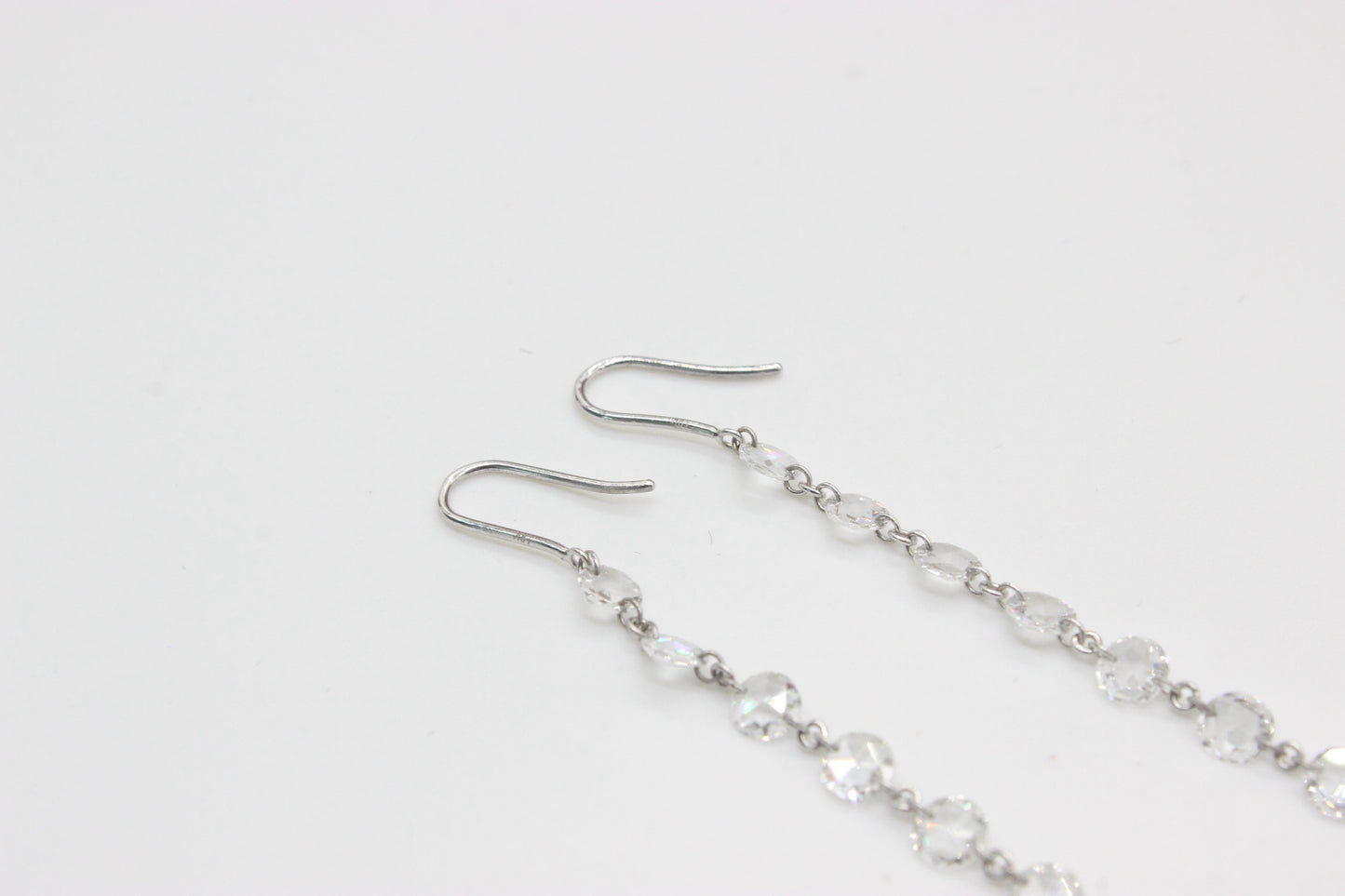 2.77 Carat Rosecut & Briolette Diamond Drop Earrings, White Gold