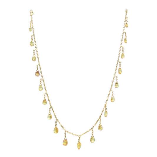 Fancy Color Diamond Briolette Dangling Necklace