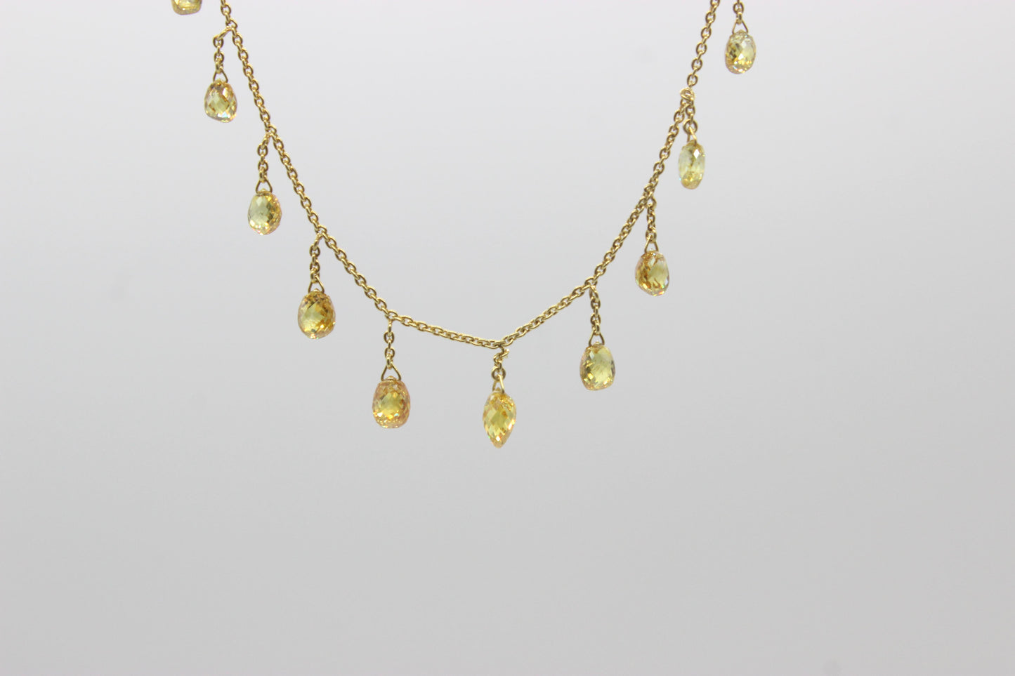 Fancy Color Diamond Briolette Dangling Necklace