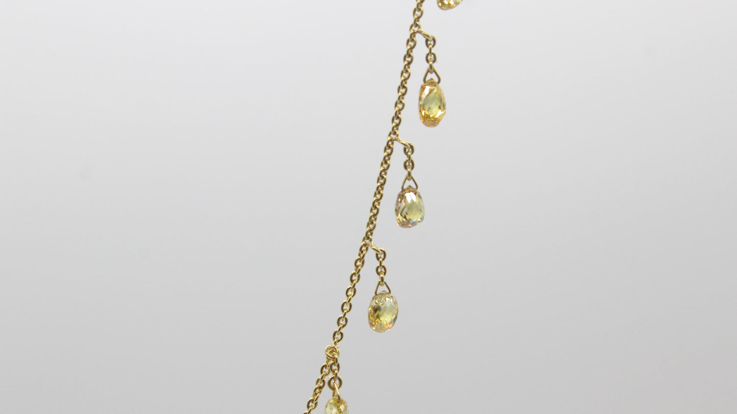 Fancy Color Diamond Briolette Dangling Necklace