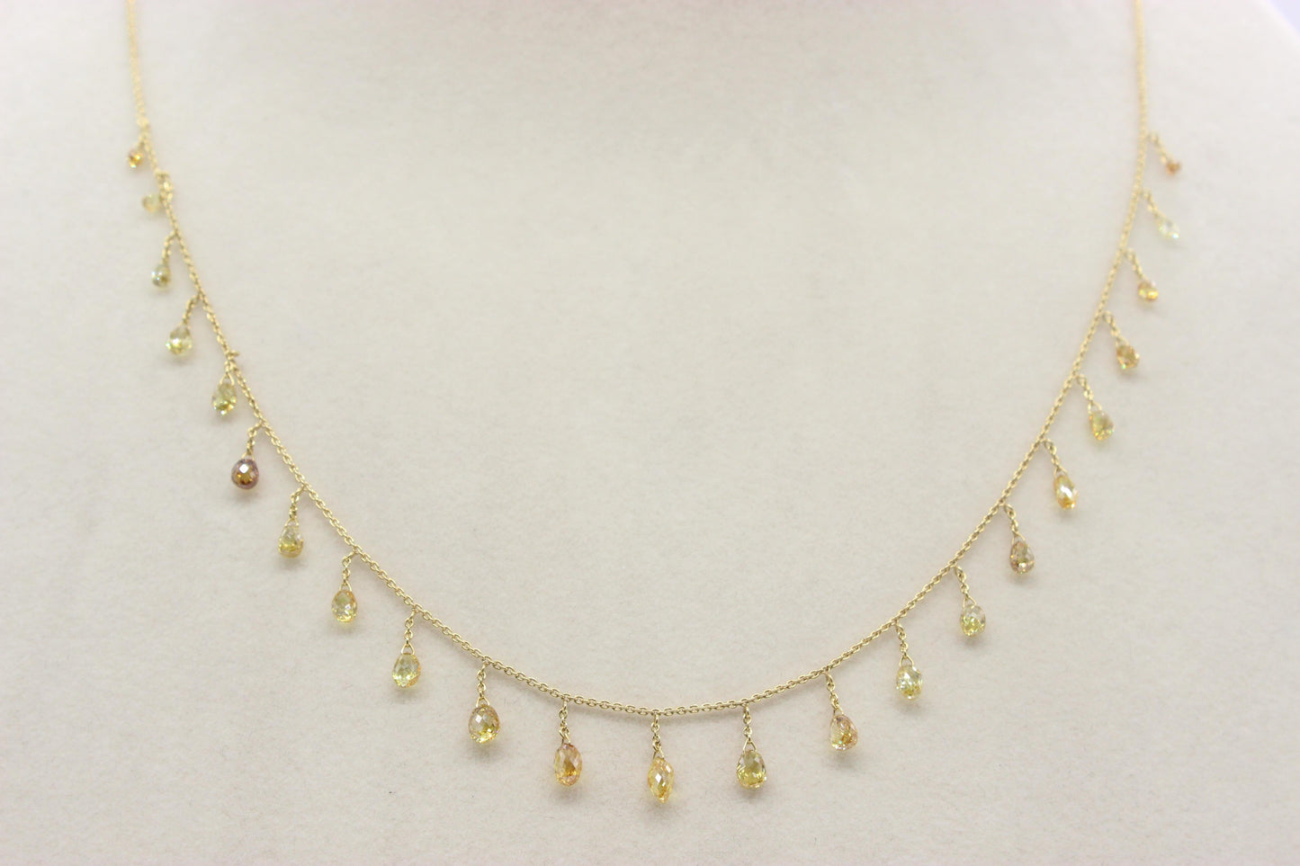 Fancy Color Diamond Briolette Dangling Necklace