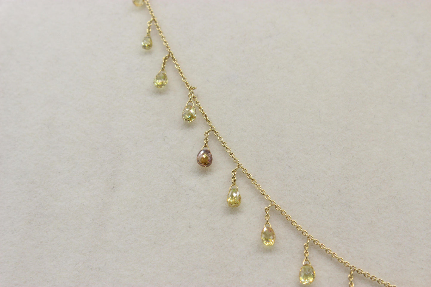 Fancy Color Diamond Briolette Dangling Necklace