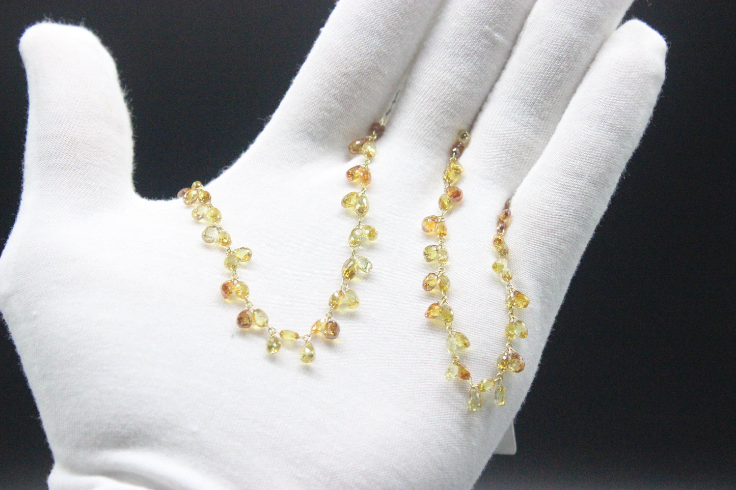 Fancy Color Diamond Briolette Floral Necklace
