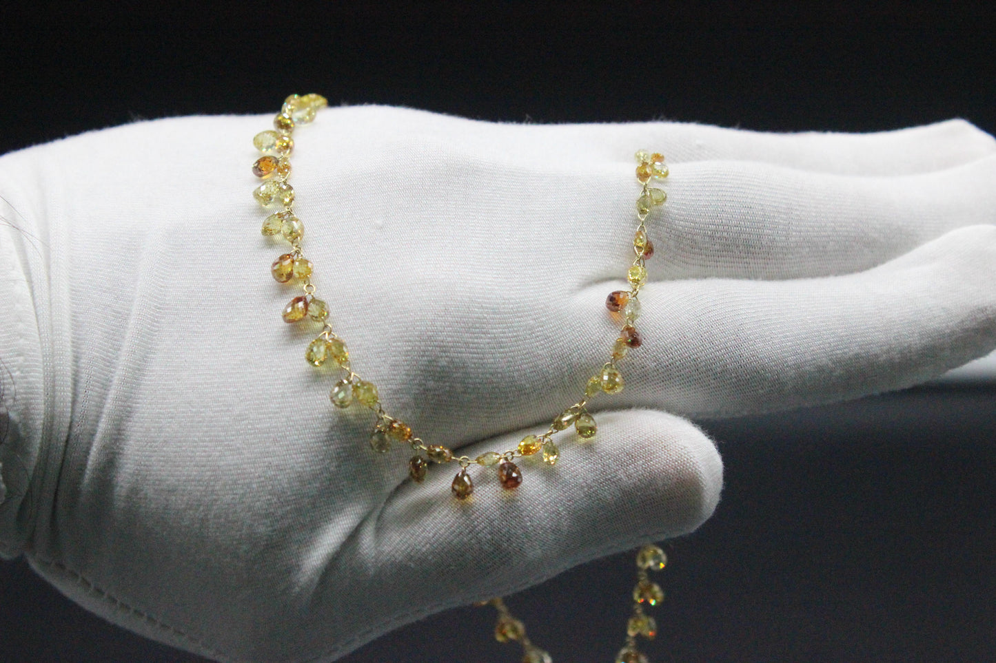 Fancy Color Diamond Briolette Floral Necklace