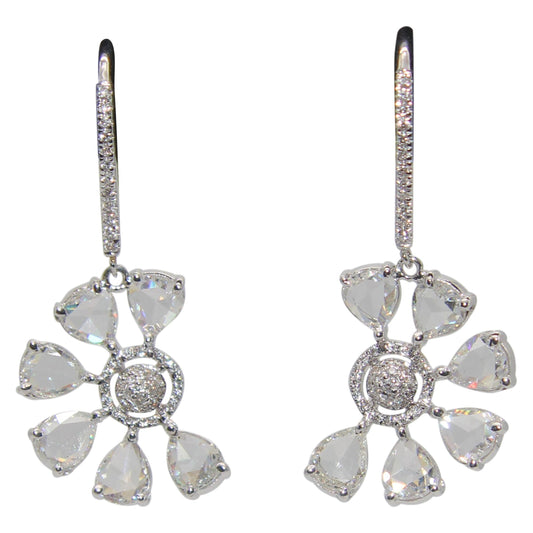 Diamond Rosecut Dangling Floral Earrings