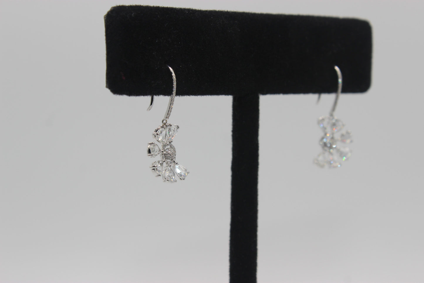 Diamond Rosecut Dangling Floral Earrings