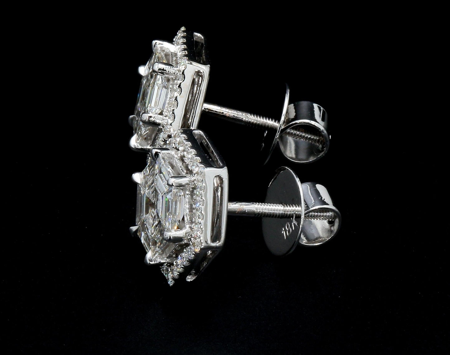 Diamond Hexagon Stud Earrings