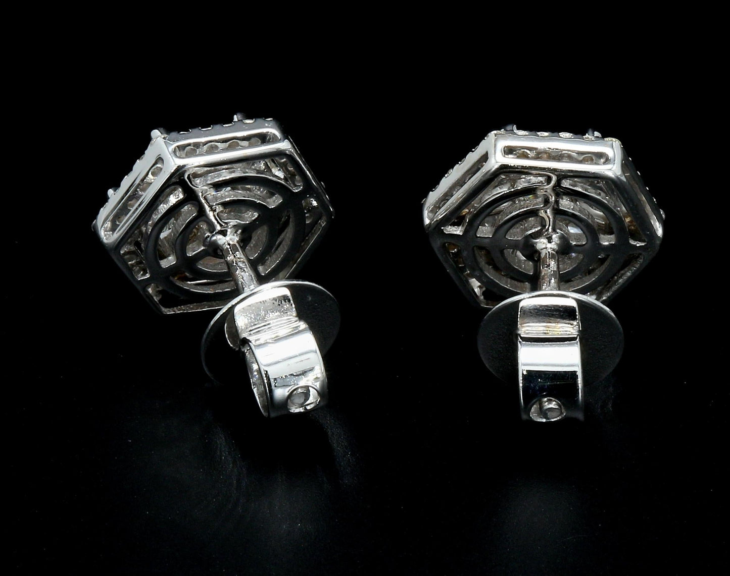 Diamond Hexagon Stud Earrings