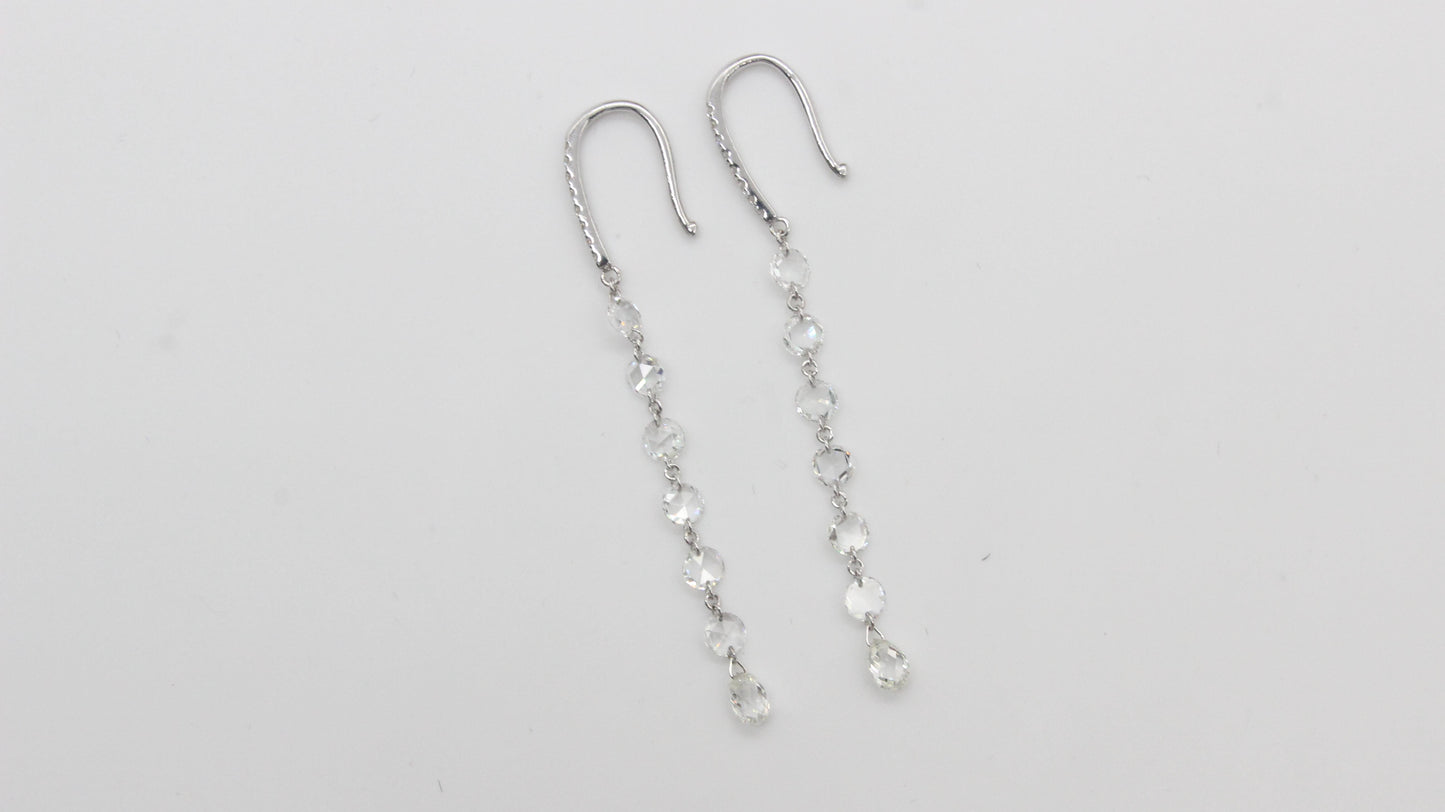 Diamond Rosecut & Briolette Dangling Earring