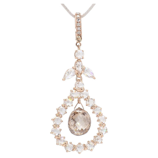 Diamond Briolette Pendant ,Rose Gold