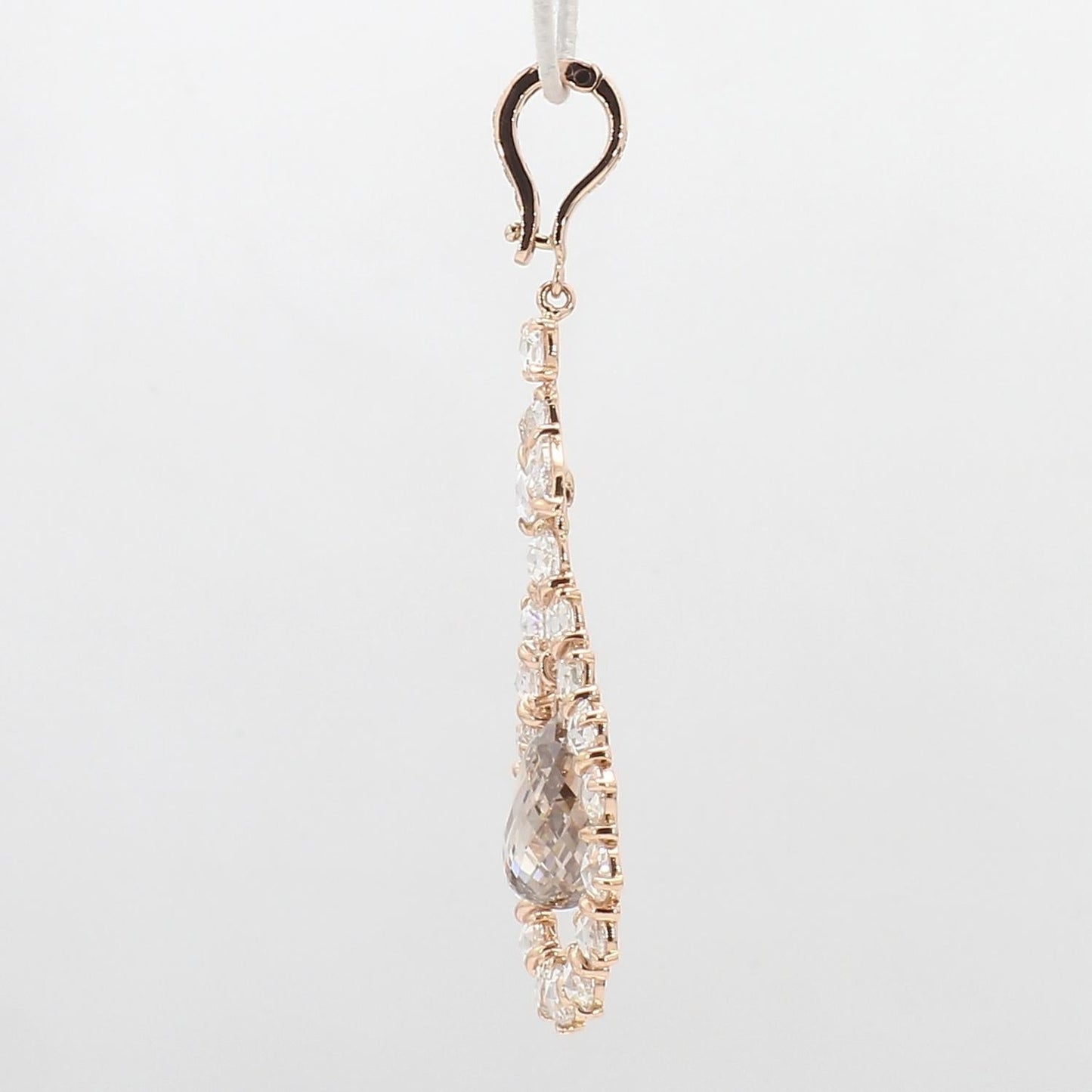 Diamond Briolette Pendant ,Rose Gold