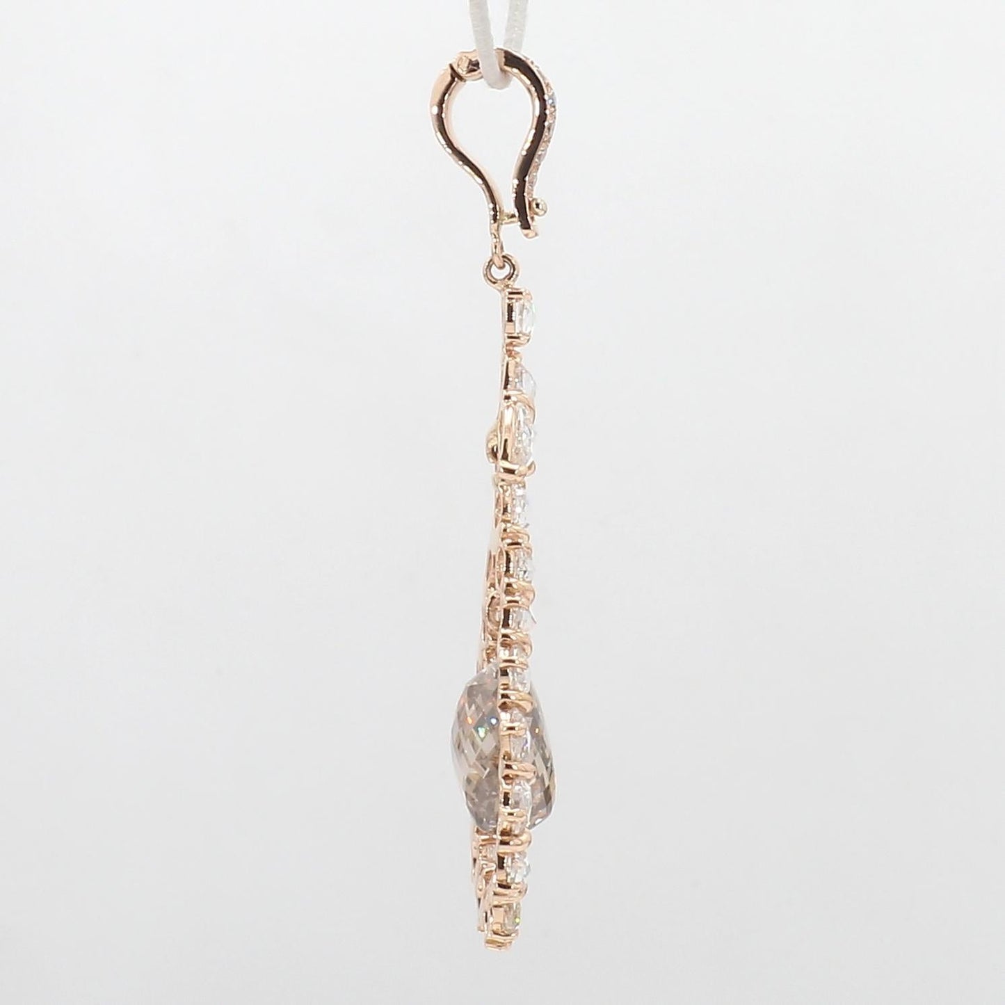 Diamond Briolette Pendant ,Rose Gold