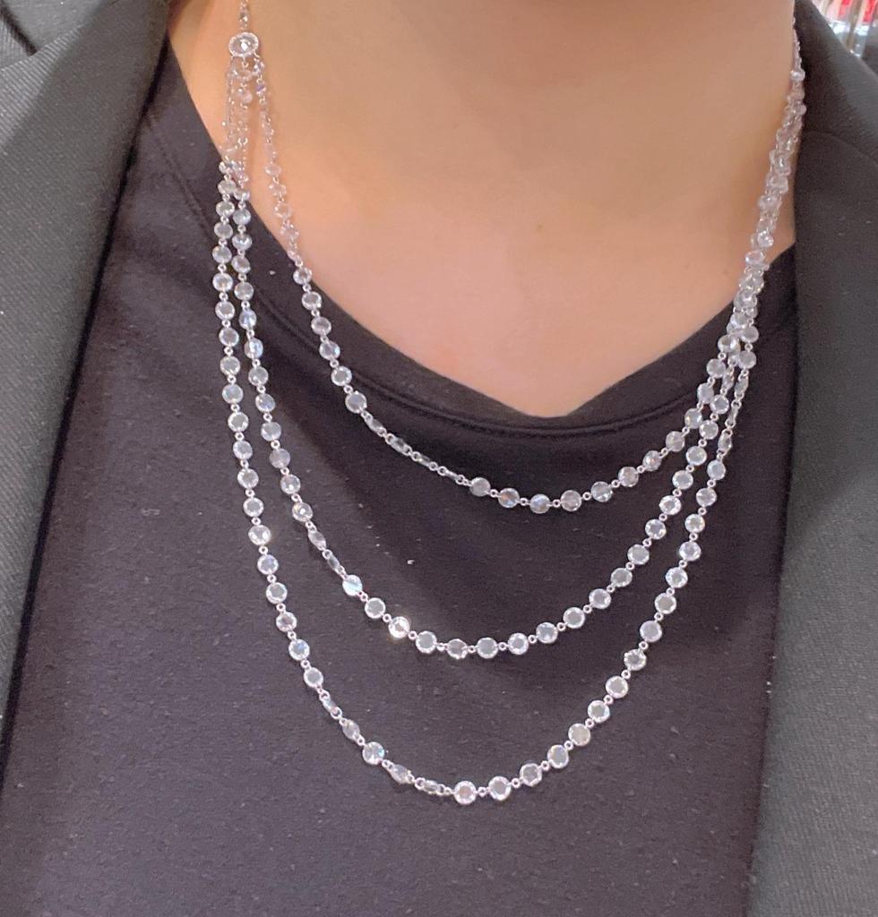 Diamond Rosecut 3 Layer Necklace
