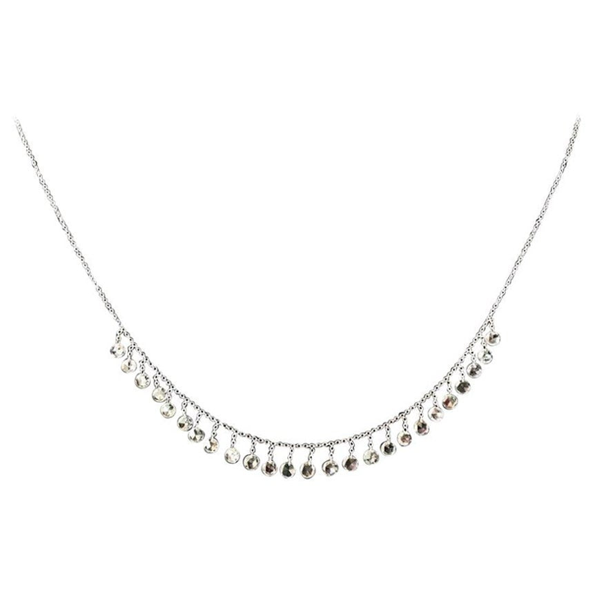Diamond Rosecut White Gold Dangling Necklace