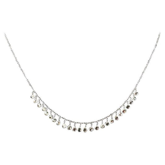 Diamond Rosecut White Gold Dangling Necklace