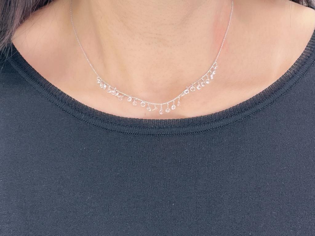 Diamond Rosecut White Gold Dangling Necklace