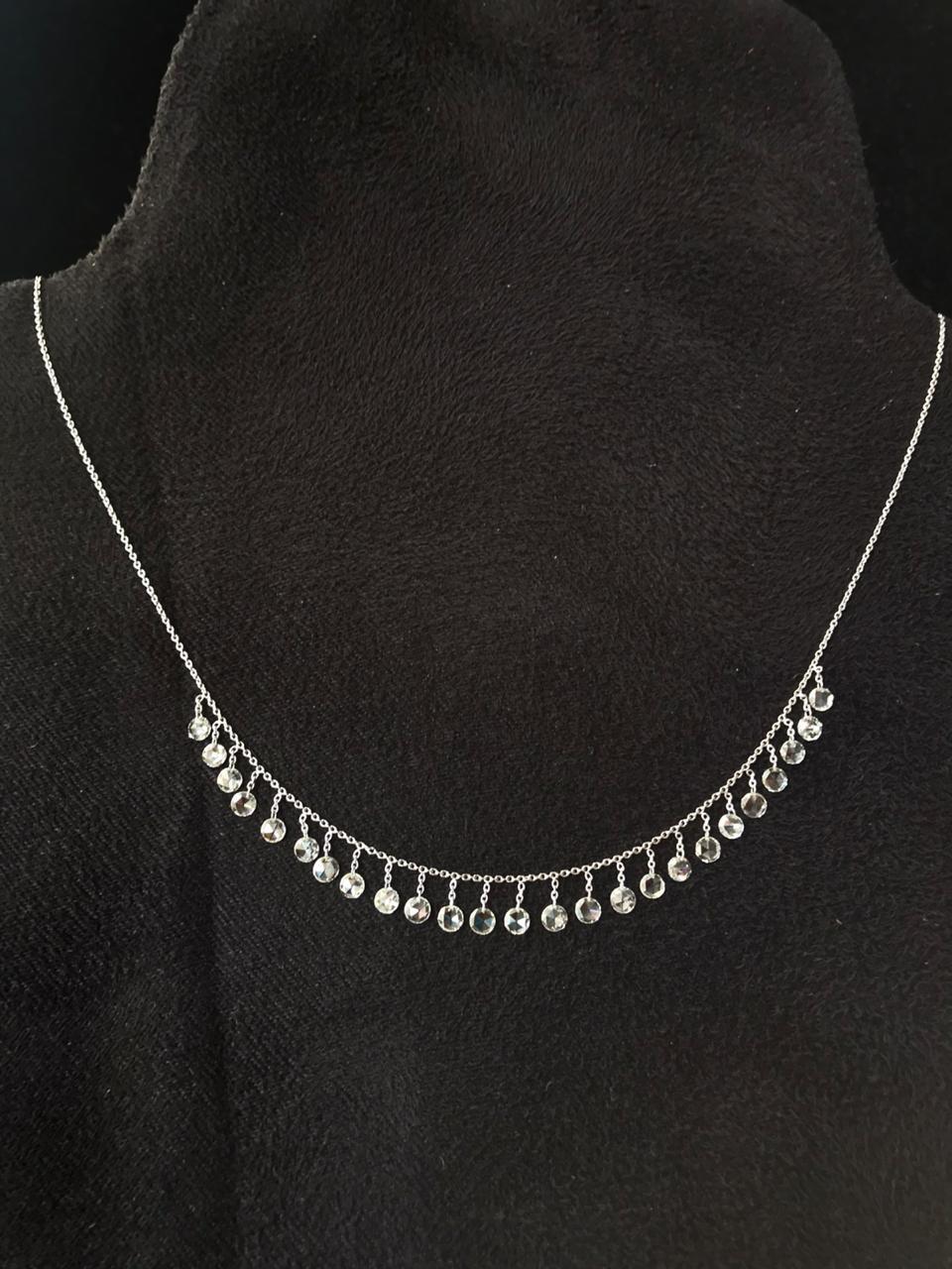 Diamond Rosecut White Gold Dangling Necklace