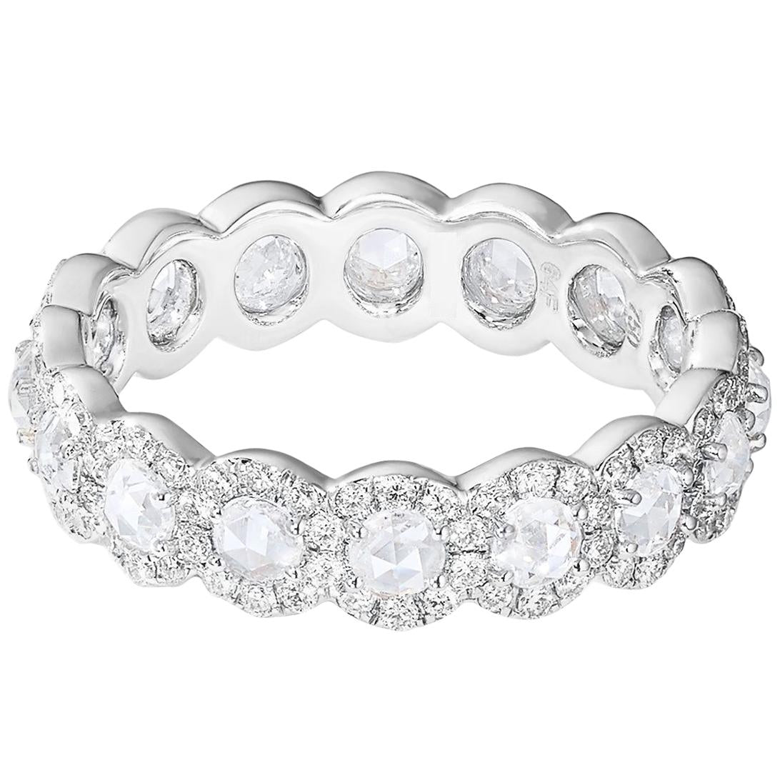 Diamond Rosecut Eternity Ring ,White Gold