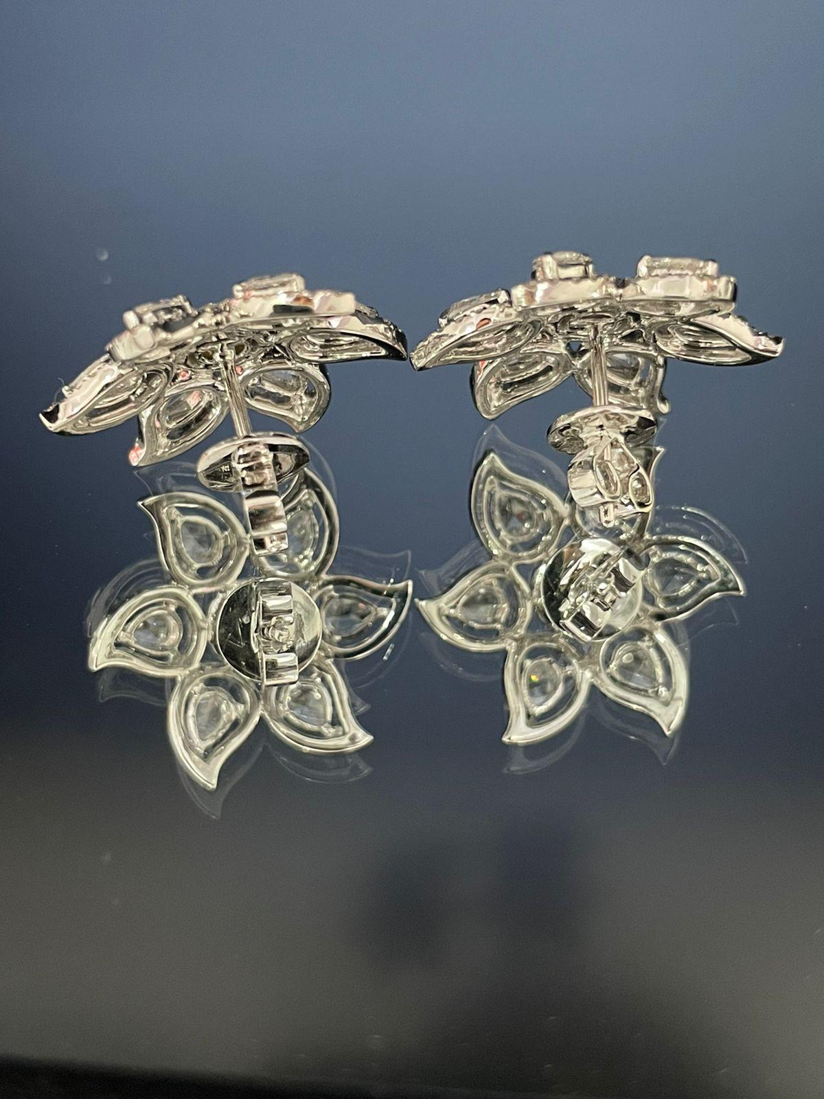 Diamond Rosecut Floral Stud Earrings