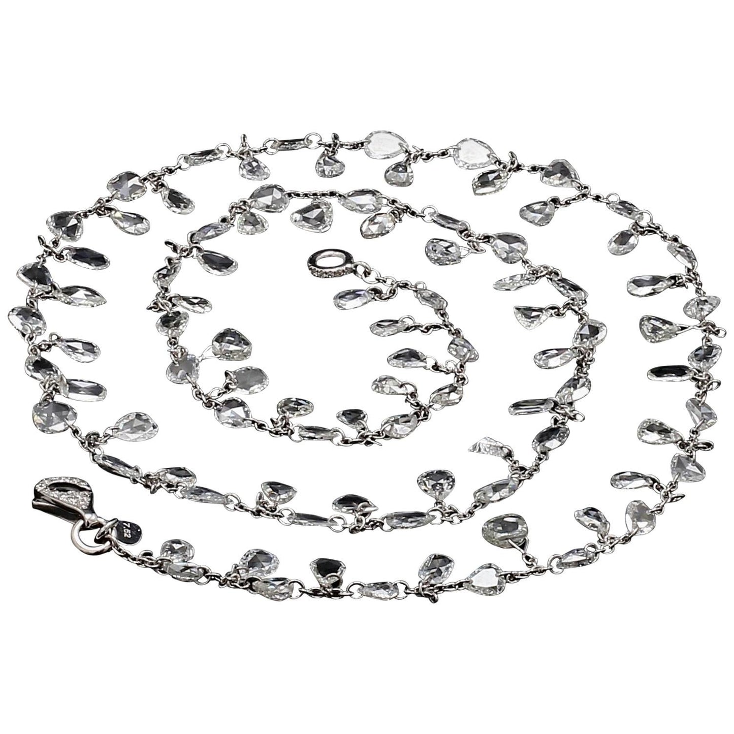 Diamond Rosecut White Gold Floral Necklace