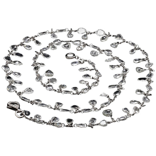 Diamond Rosecut White Gold Floral Necklace
