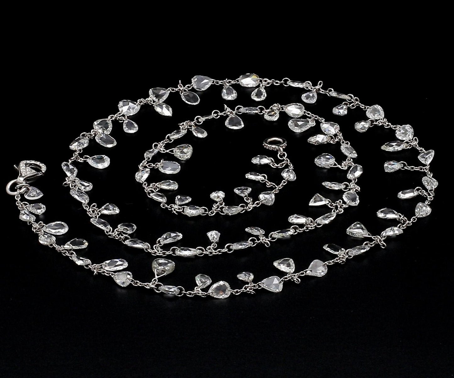 Diamond Rosecut White Gold Floral Necklace