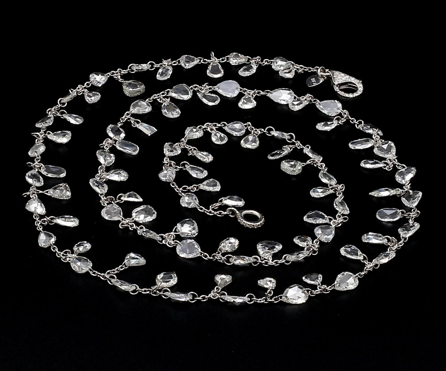 Diamond Rosecut White Gold Floral Necklace