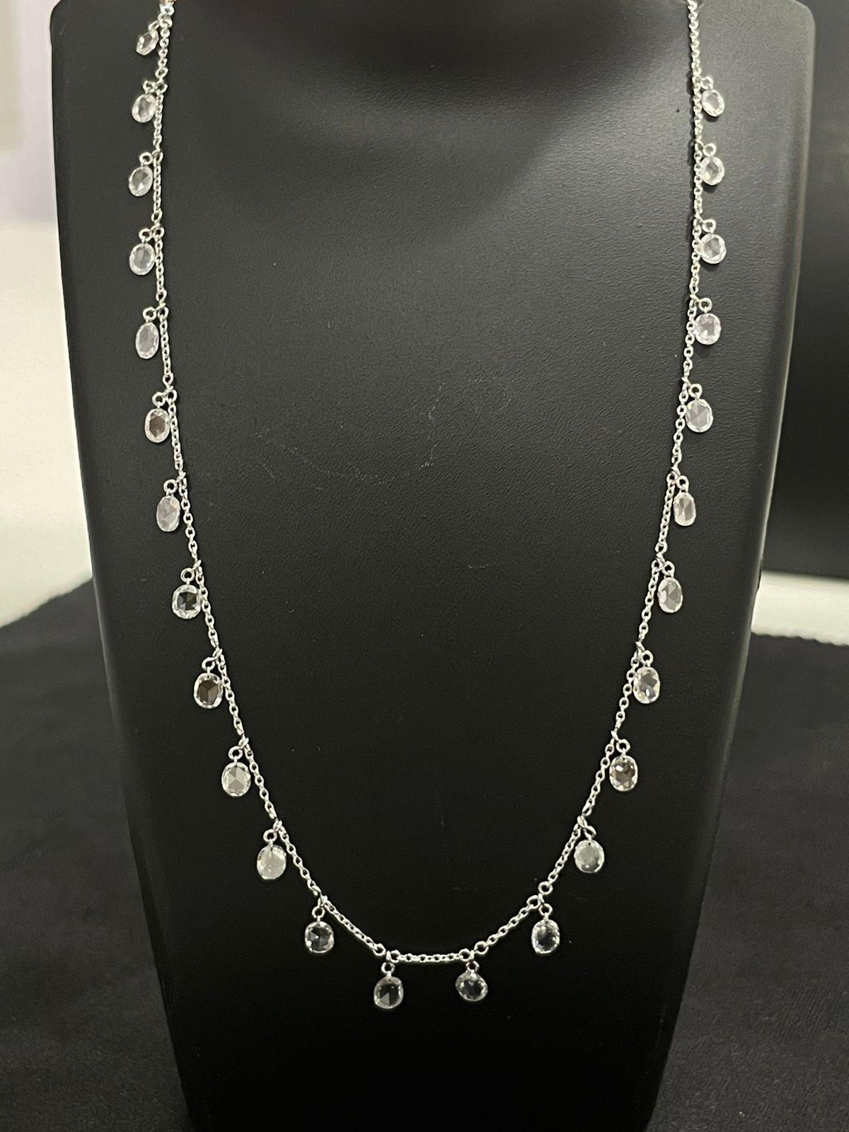 Oval Diamond Rosecut Dangling Necklace