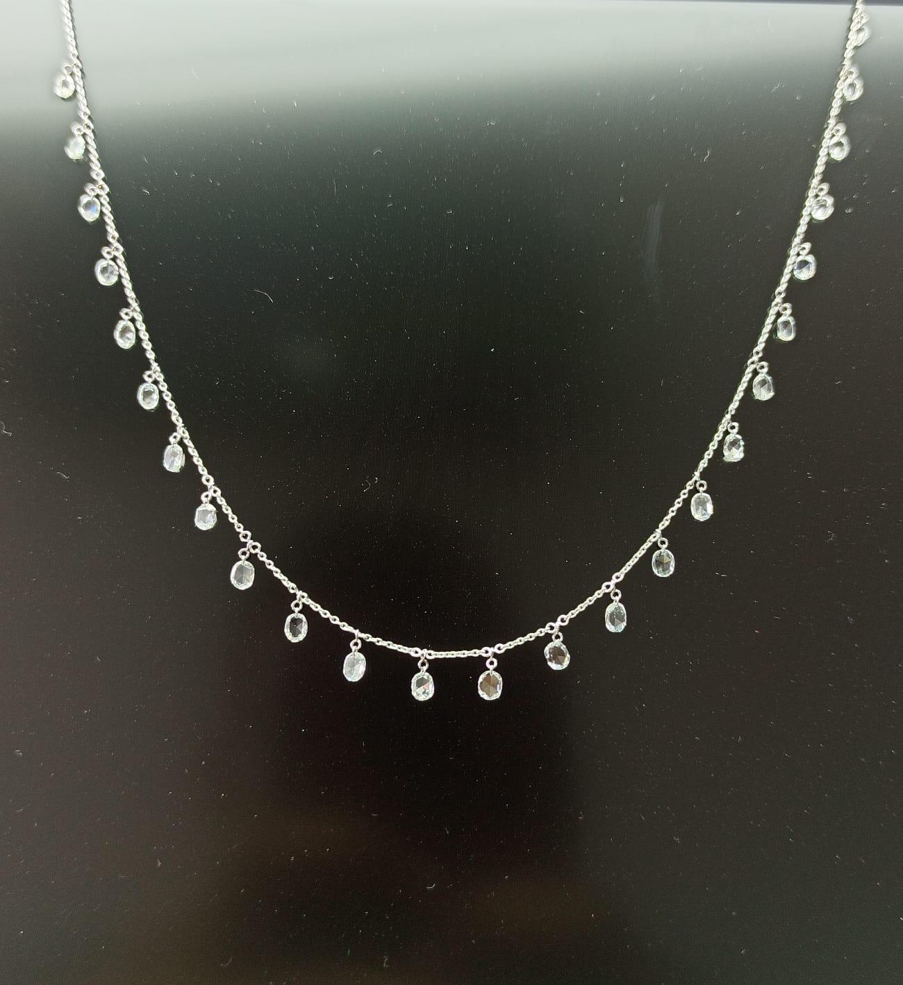 Oval Diamond Rosecut Dangling Necklace